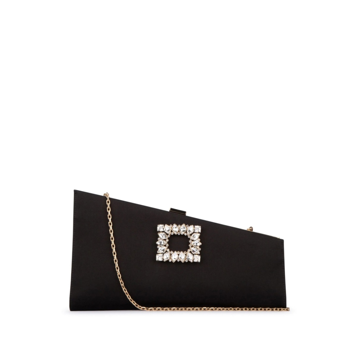 asymmetrical strass buckled clutch