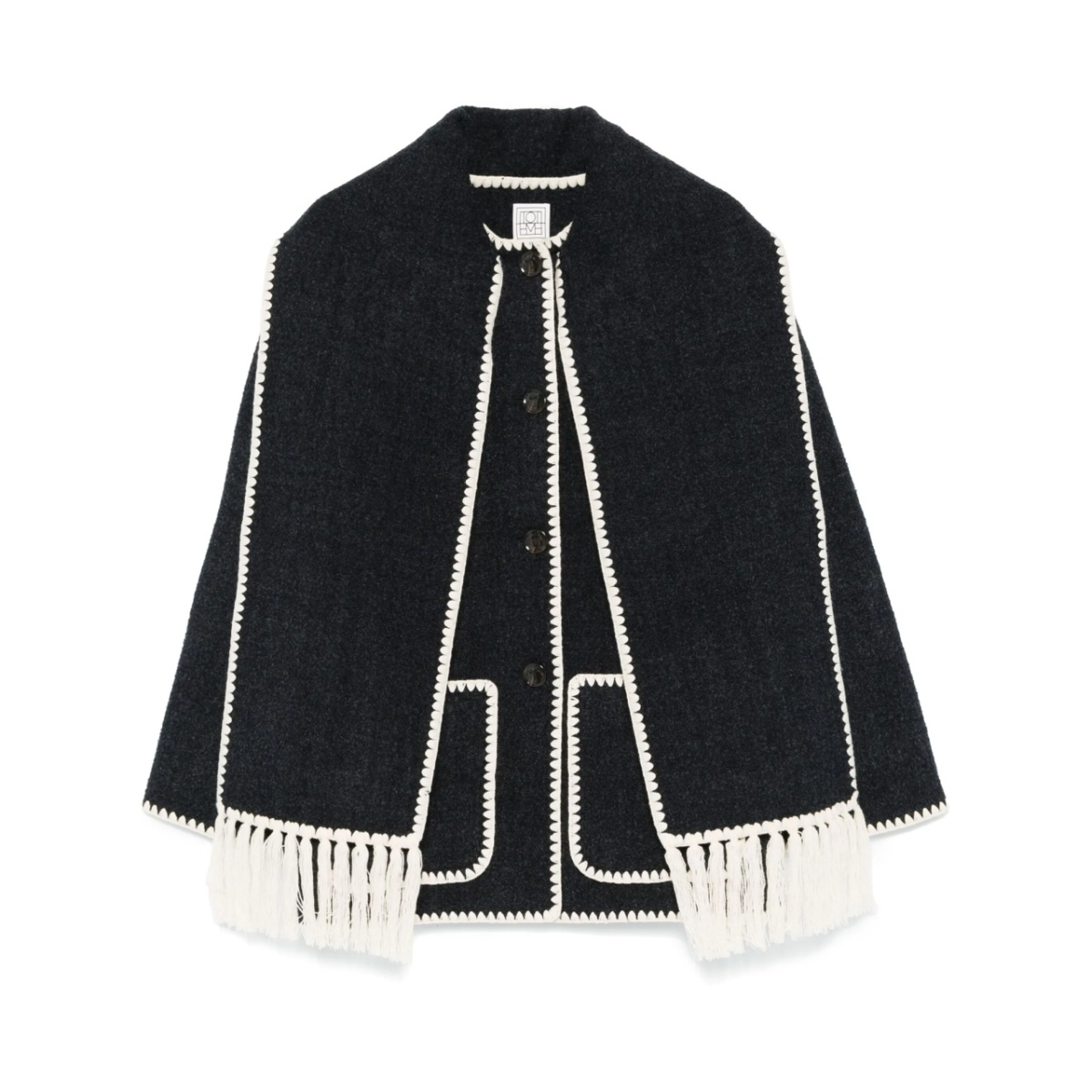 attached-scarf jacket