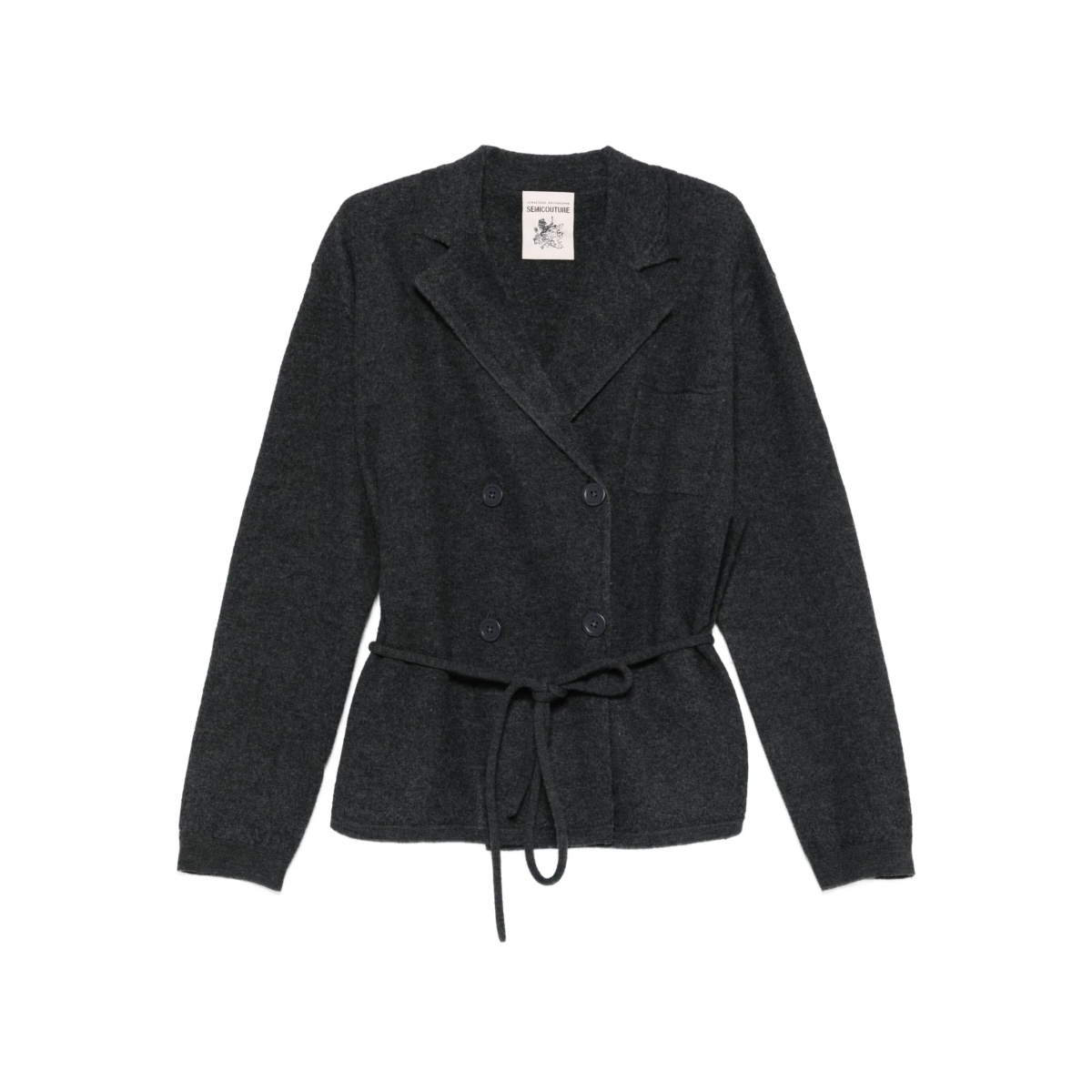 belted double-breasted cardigan