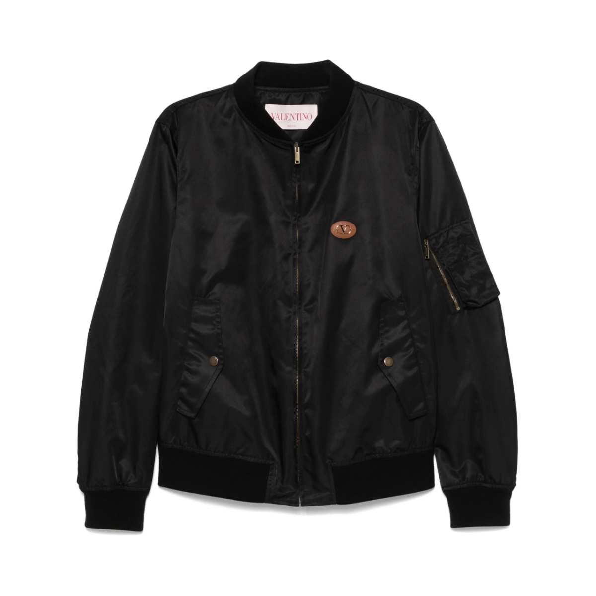 Black nylon bomber jacket