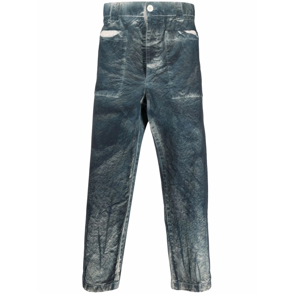 bleached-effect cropped trousers