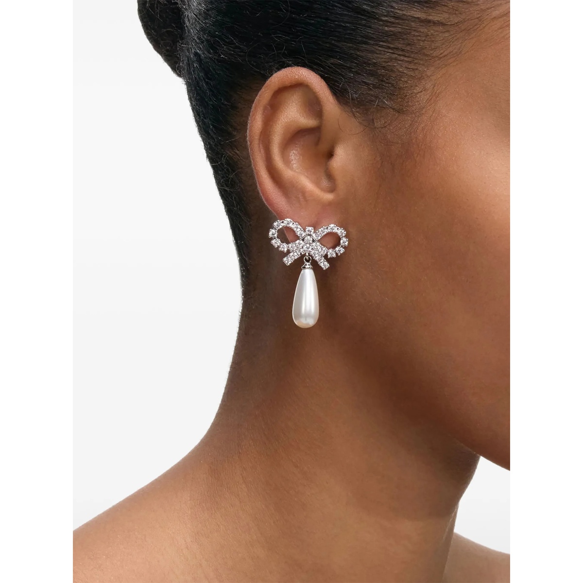 bow pearl-embellishment earrings - Img 2