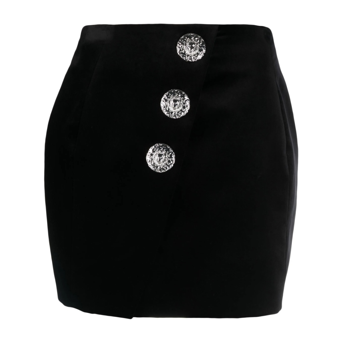 button-embellished velvet miniskirt