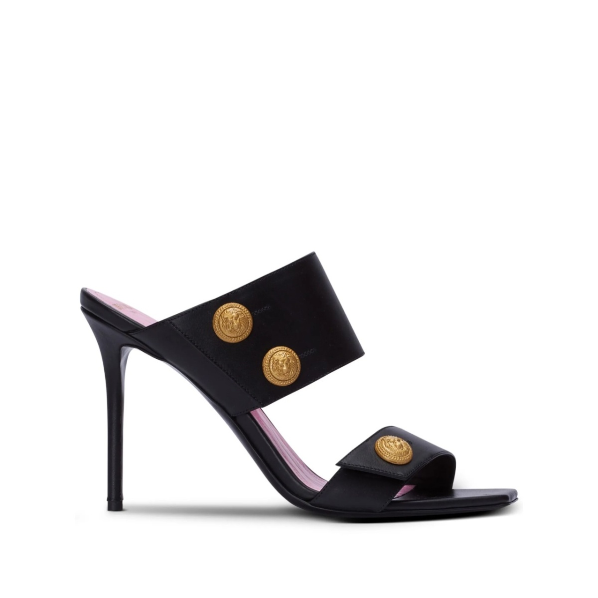 button-fastening leather sandals