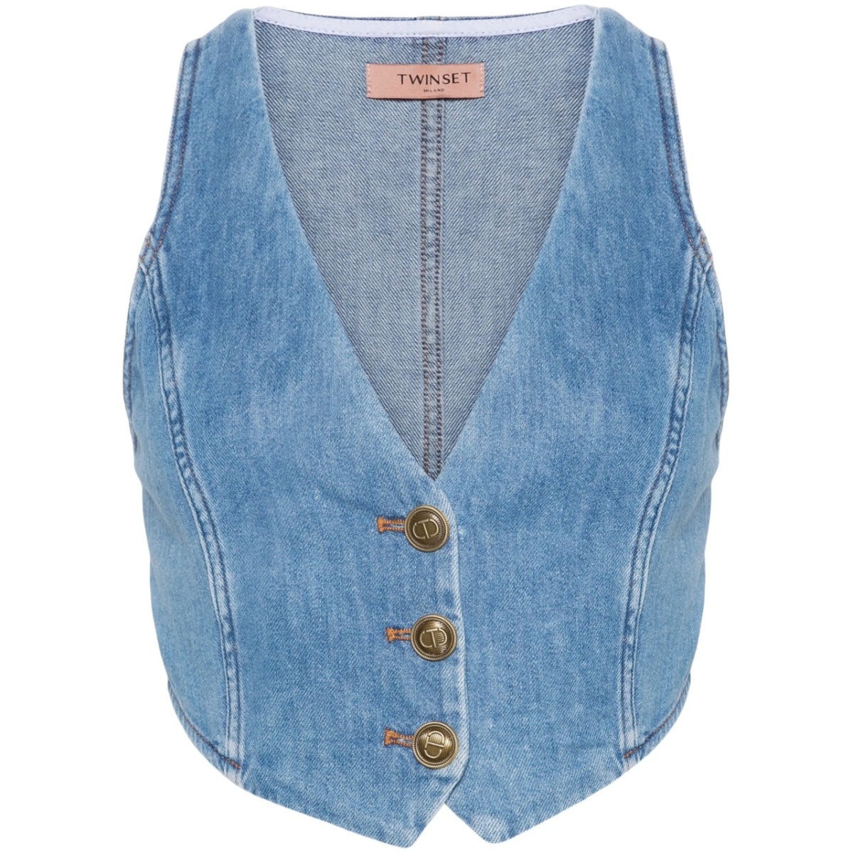 button-up denim waistcoat