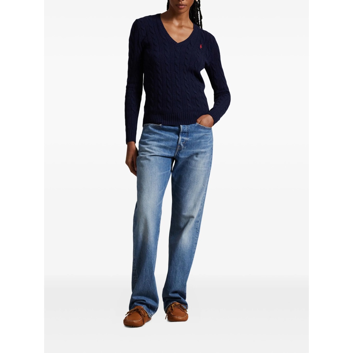 cable-knit V-neck sweater - Img 2
