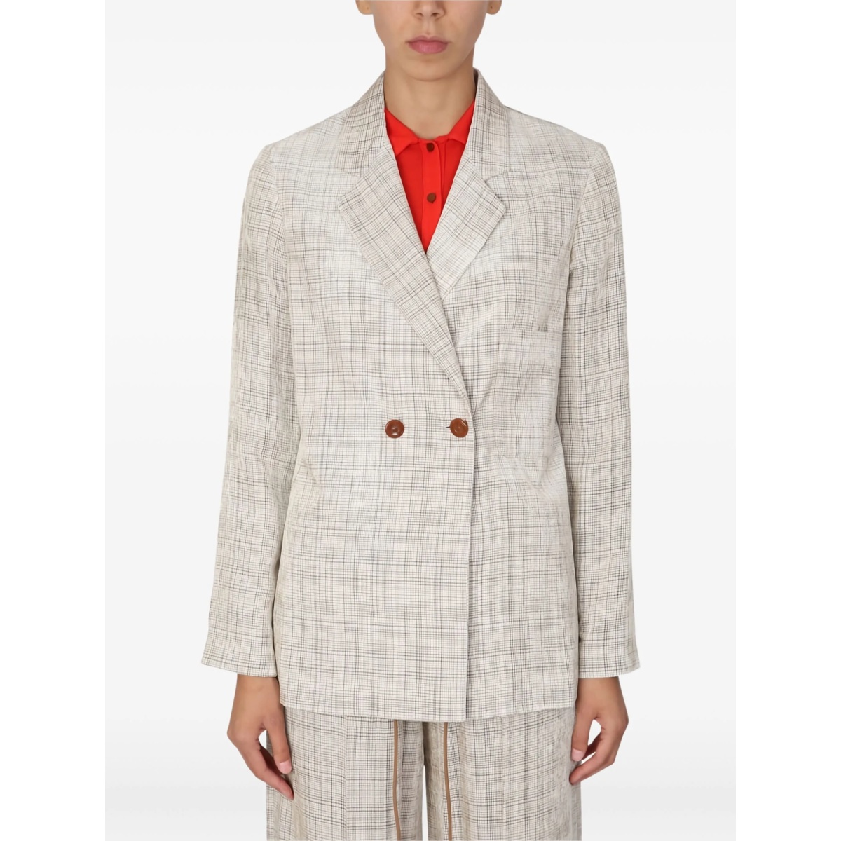 checked double-breasted jacket