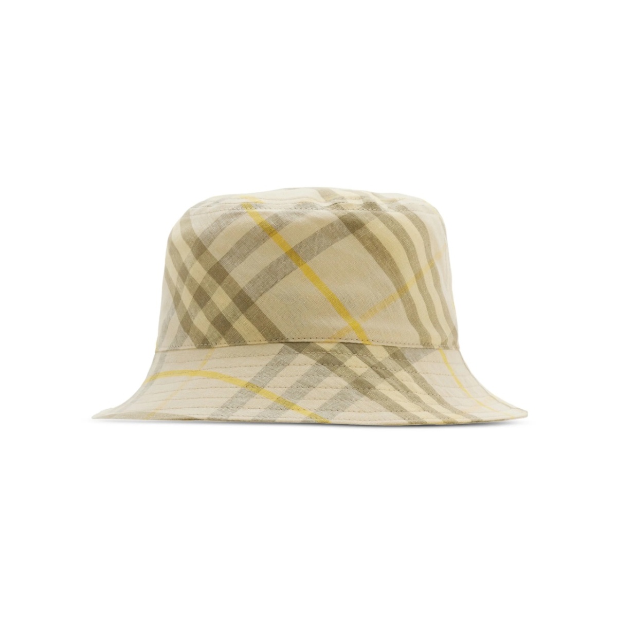 checked linen bucket hat