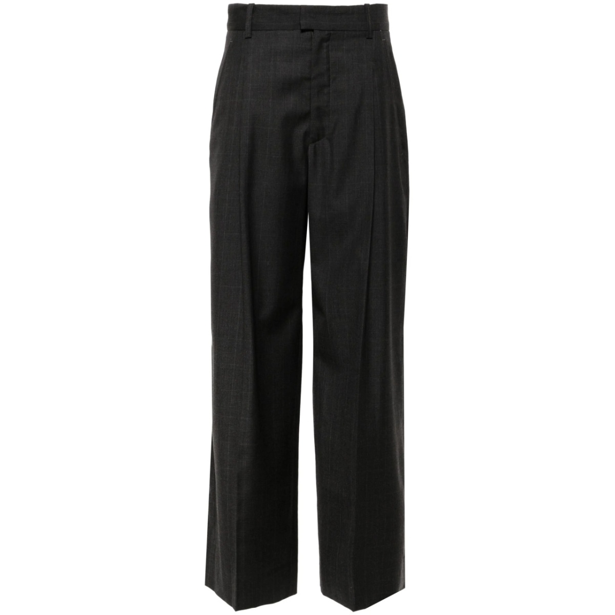 checked tailored wool trousers
