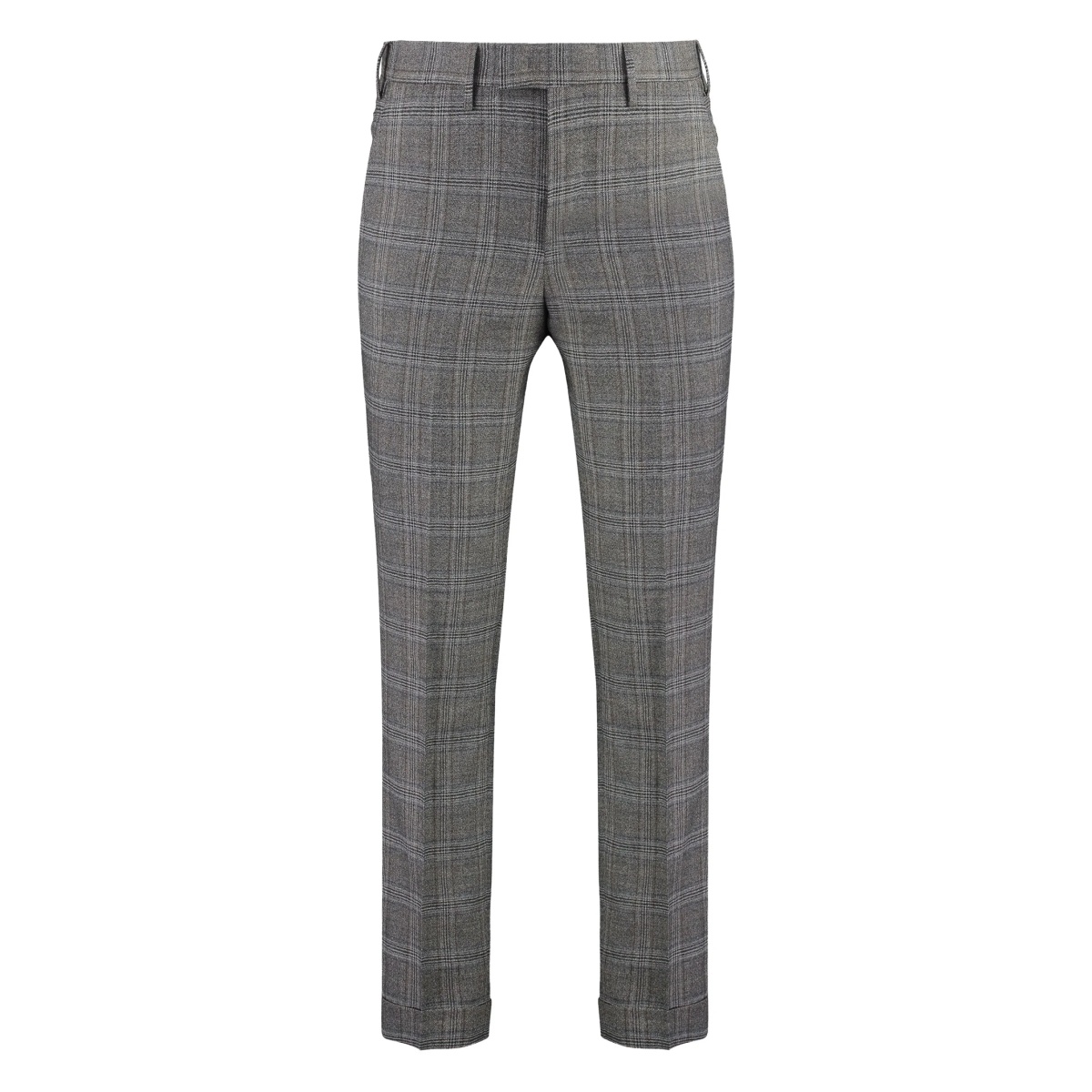 checked wool-blend trousers
