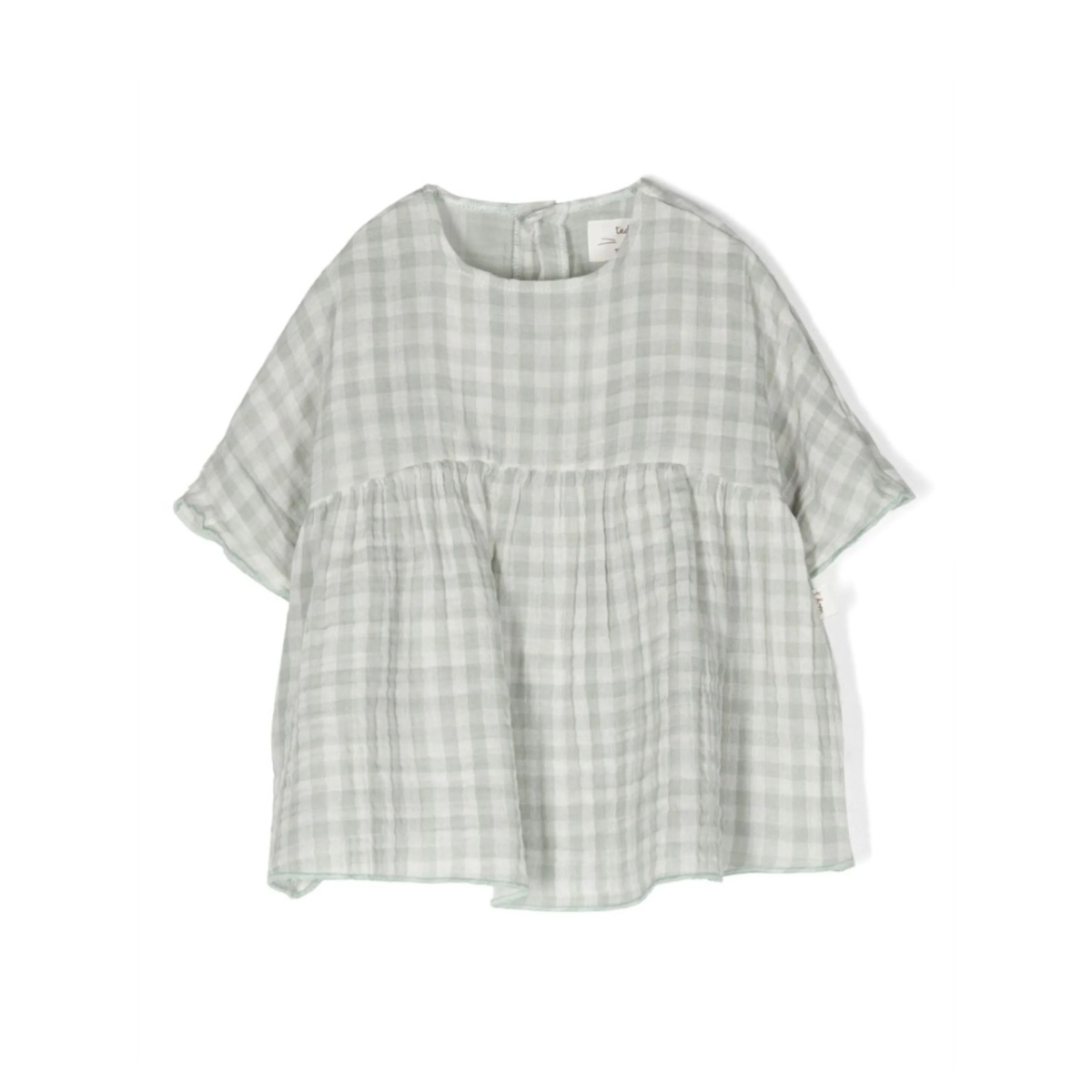 checkerboard-print empire blouse