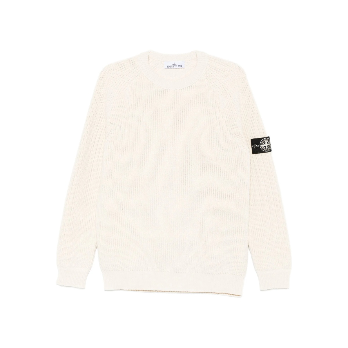 Compass-badge ribbed-knit sweater