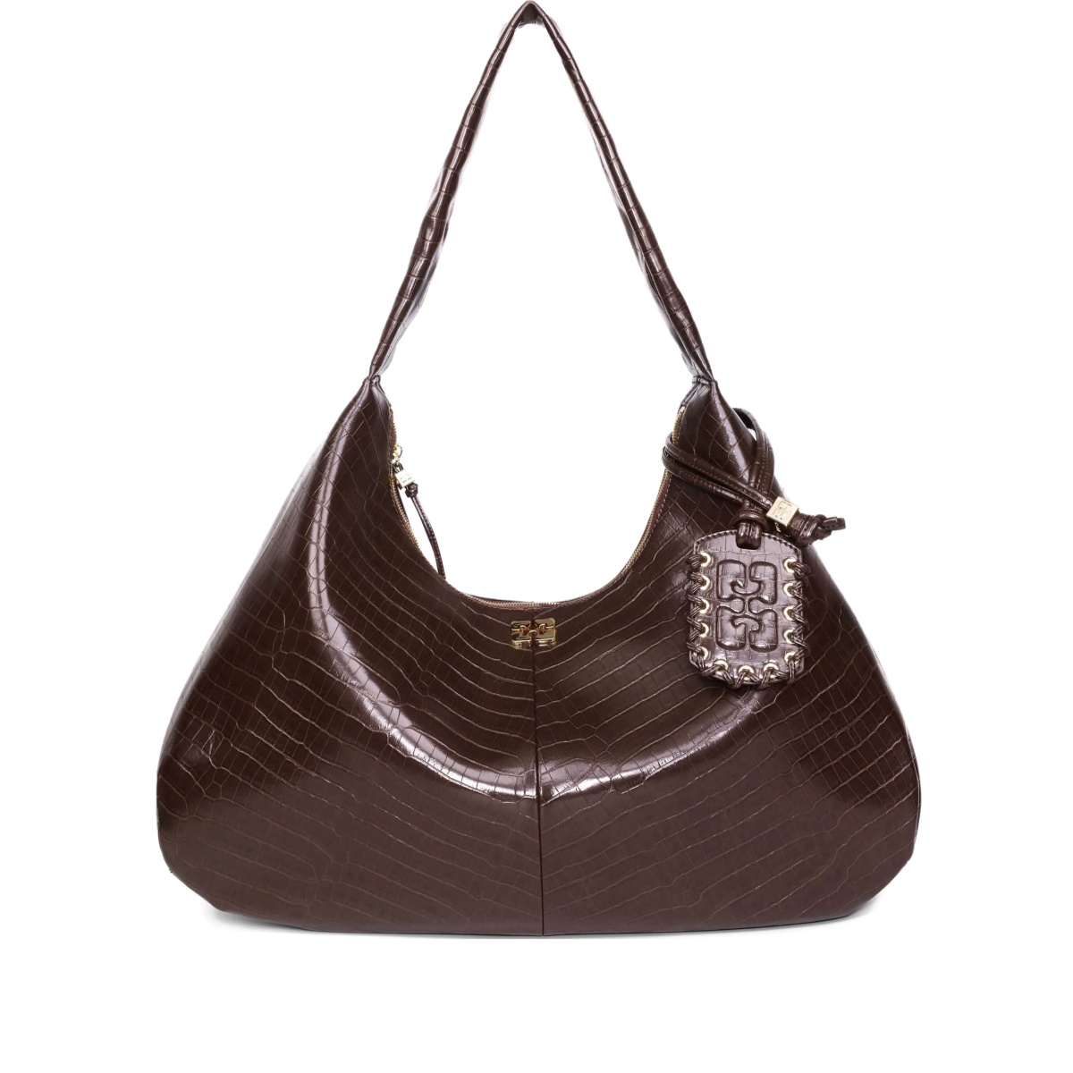 crocodile-embossed shoulder bag