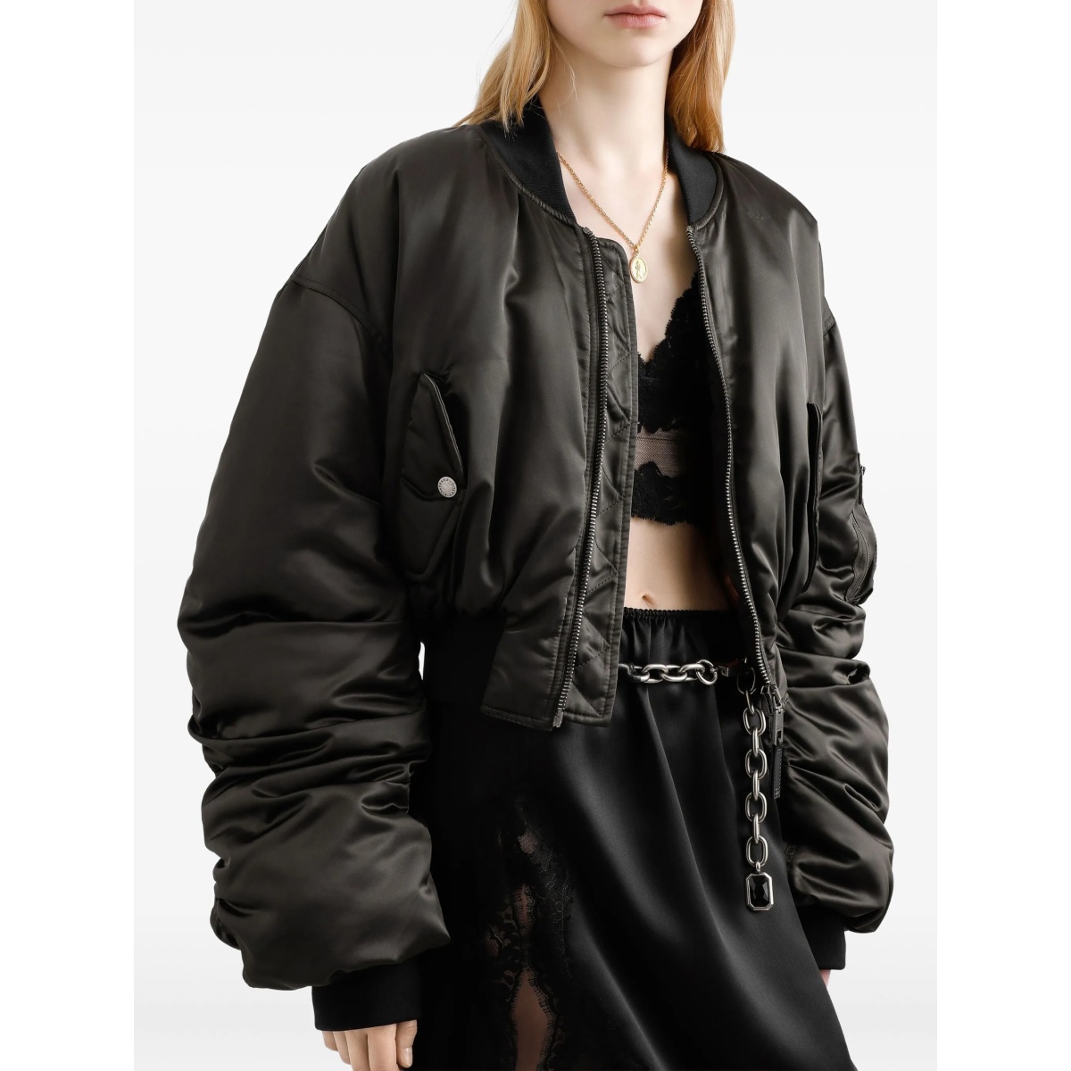 cropped bomber jacket - Img 4