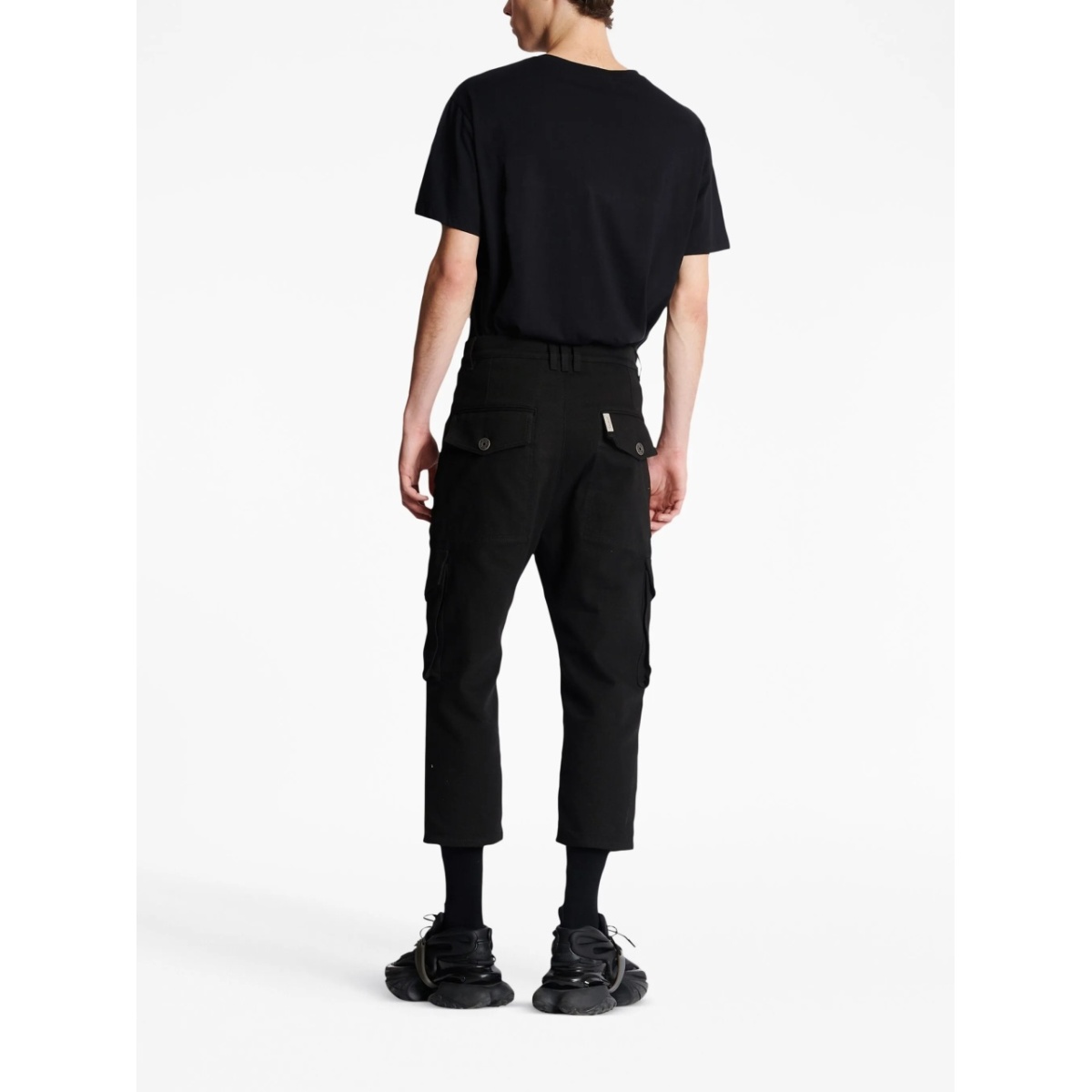 cropped cotton cargo trousers - Img 4