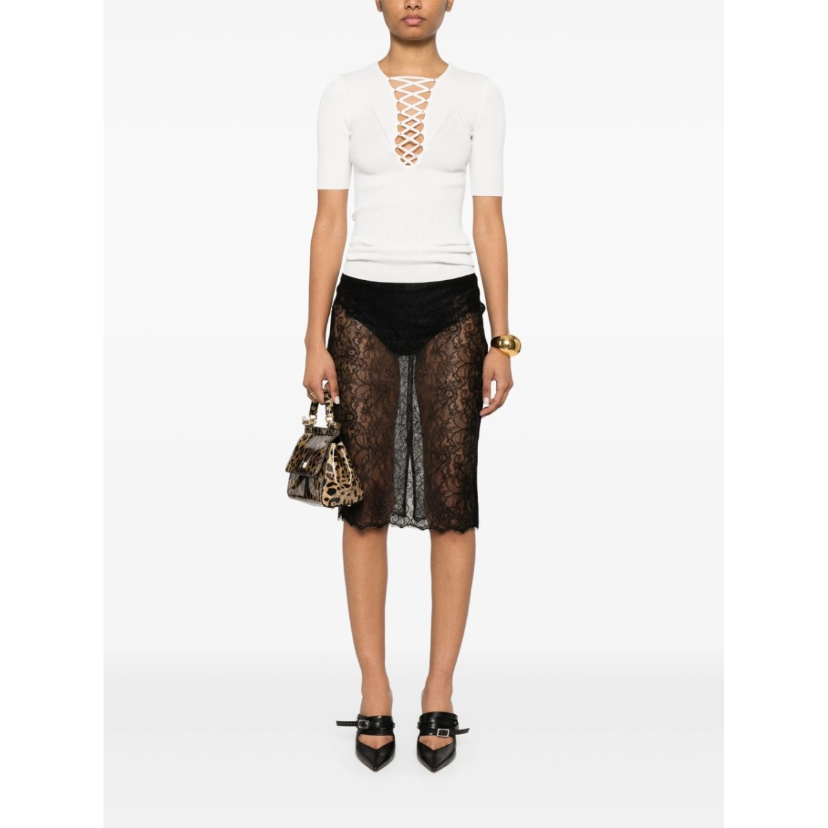crossover-lace knitted top - Img 2