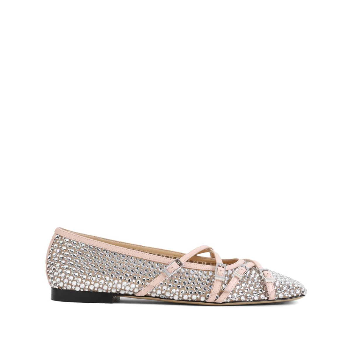 crystal net ballet flats