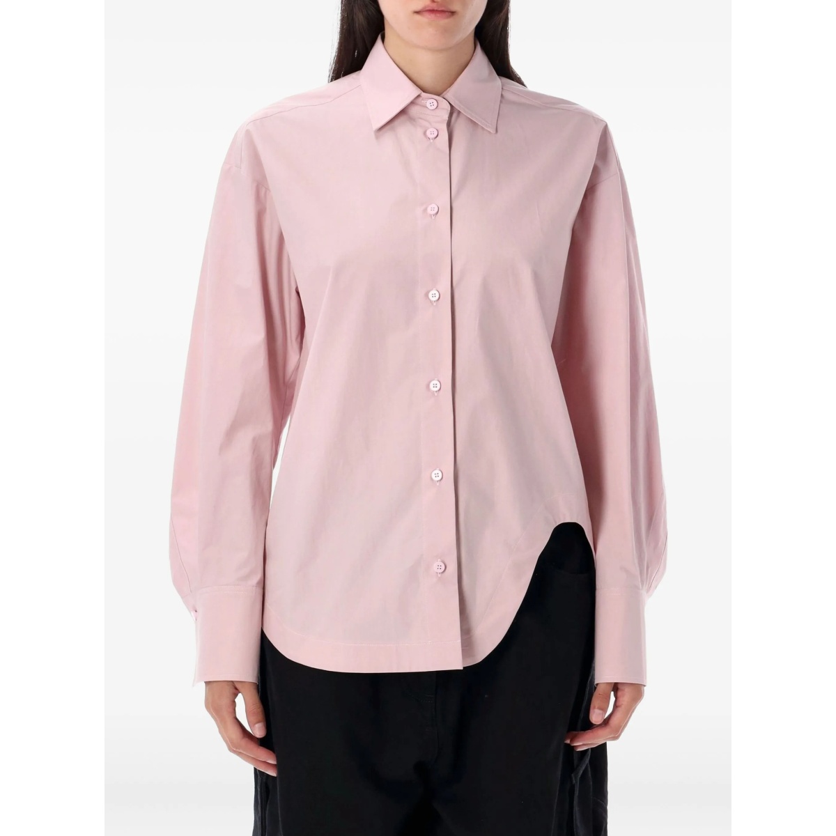 curved-hem button-up shirt