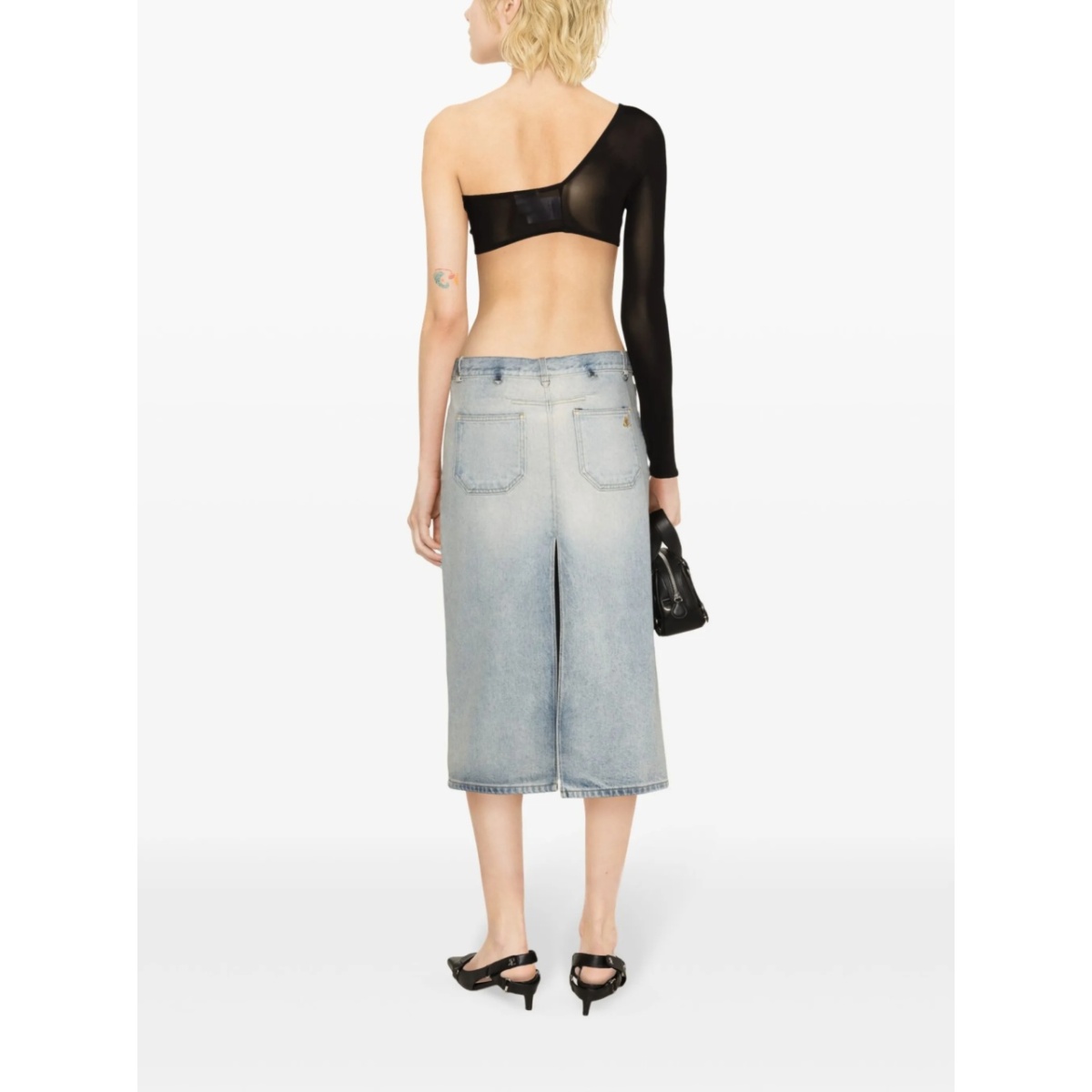 D-rings denim midi skirt - Img 3