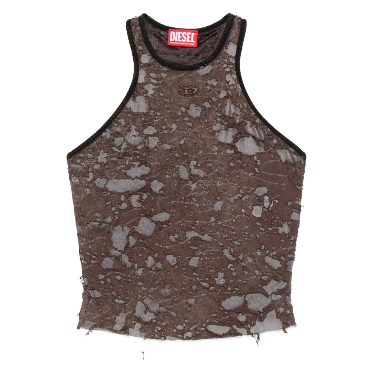 distressed halterneck top