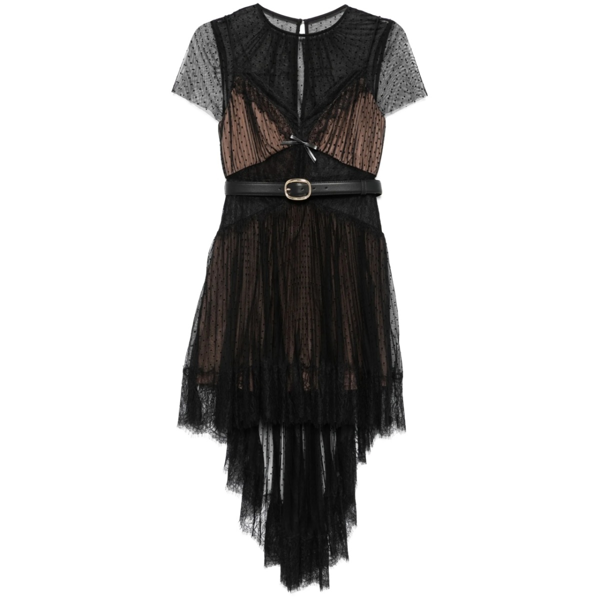 dot-pattern mesh mini dress