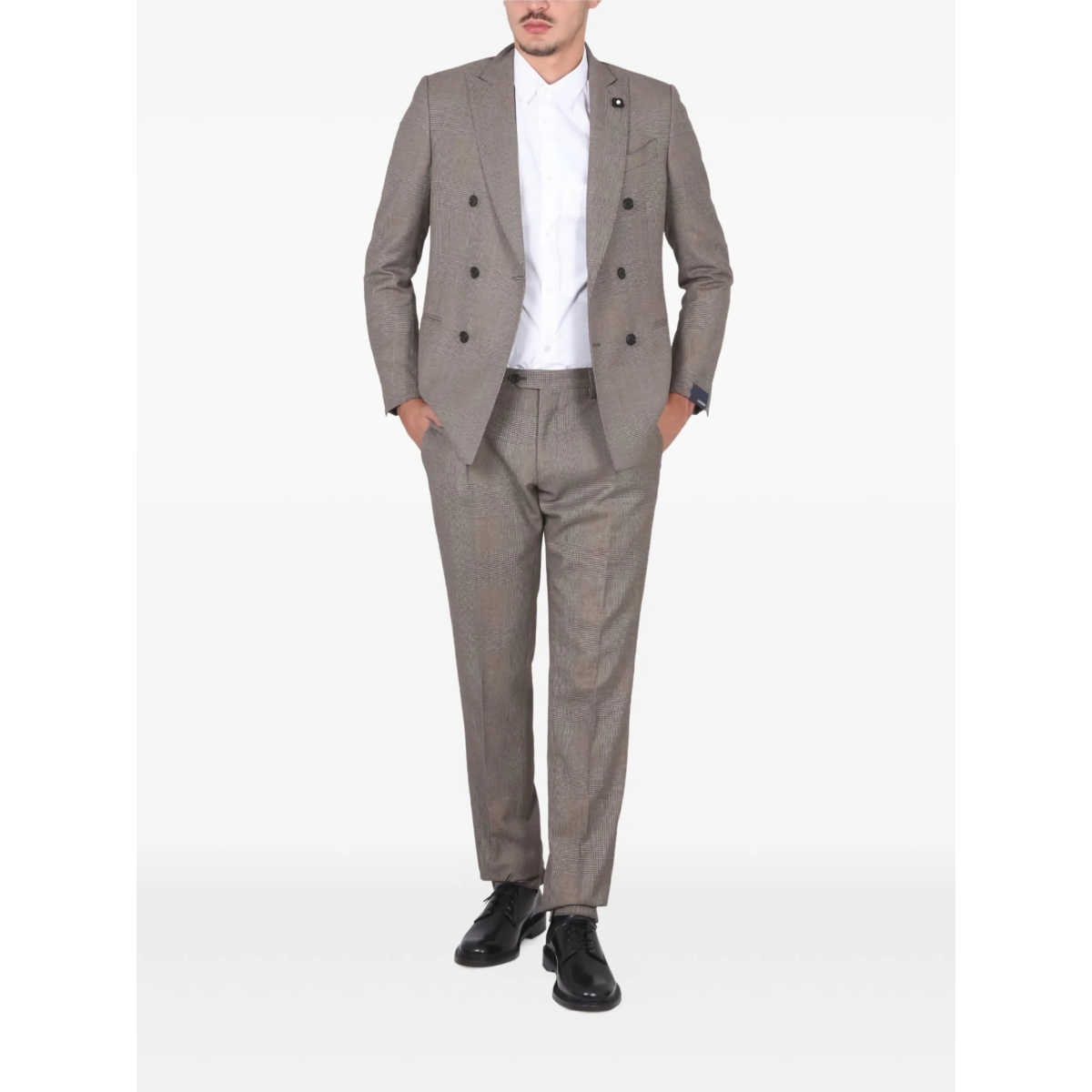 double-breasted checked-pattern suit - Img 3