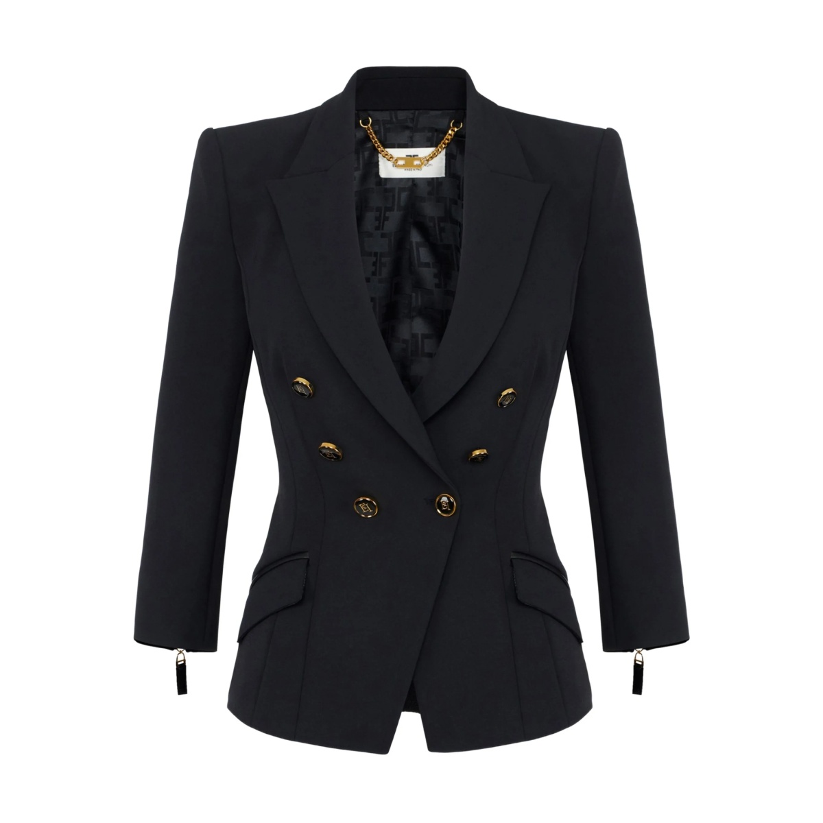 double-breasted gold-button jacket