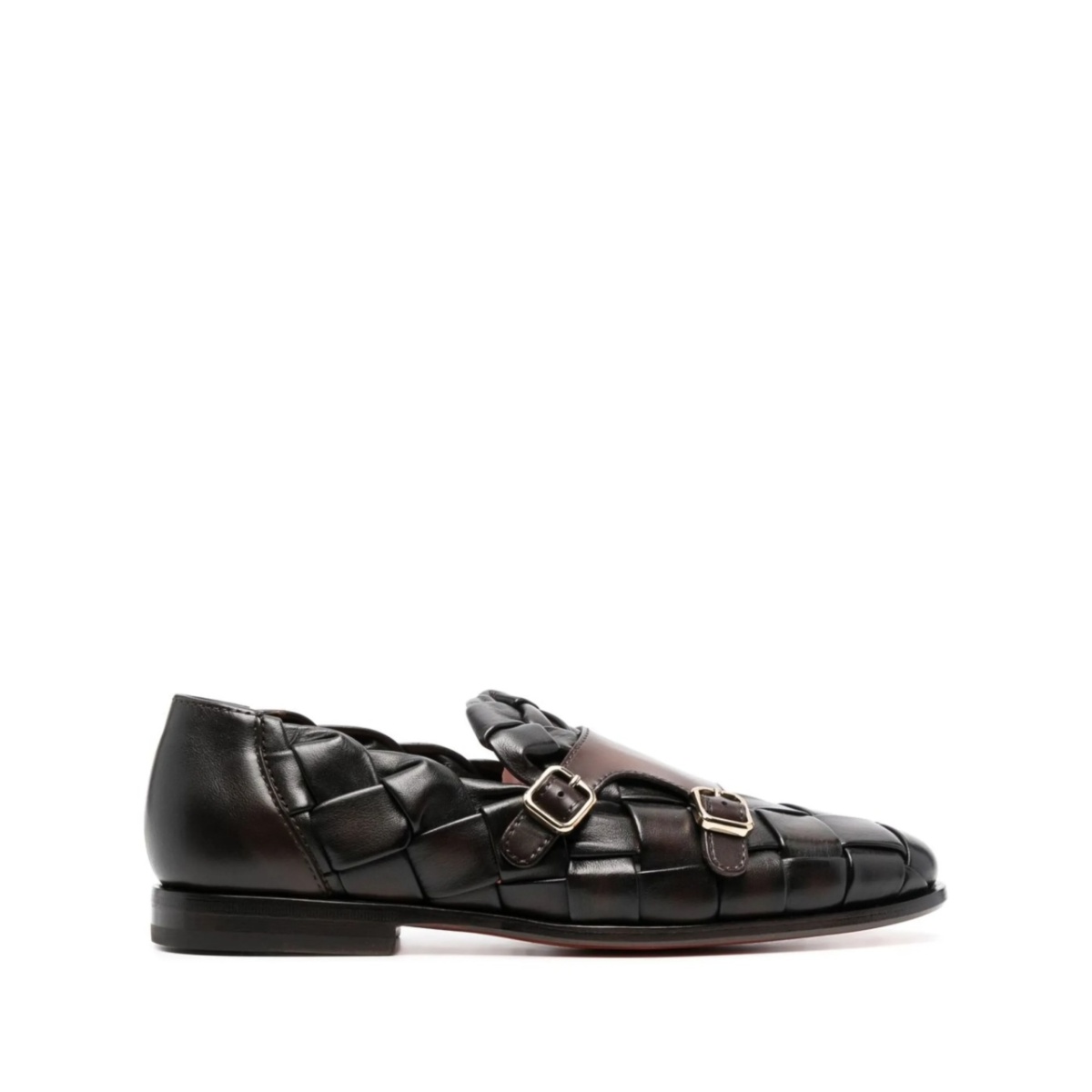 double-monk strap woven shoes