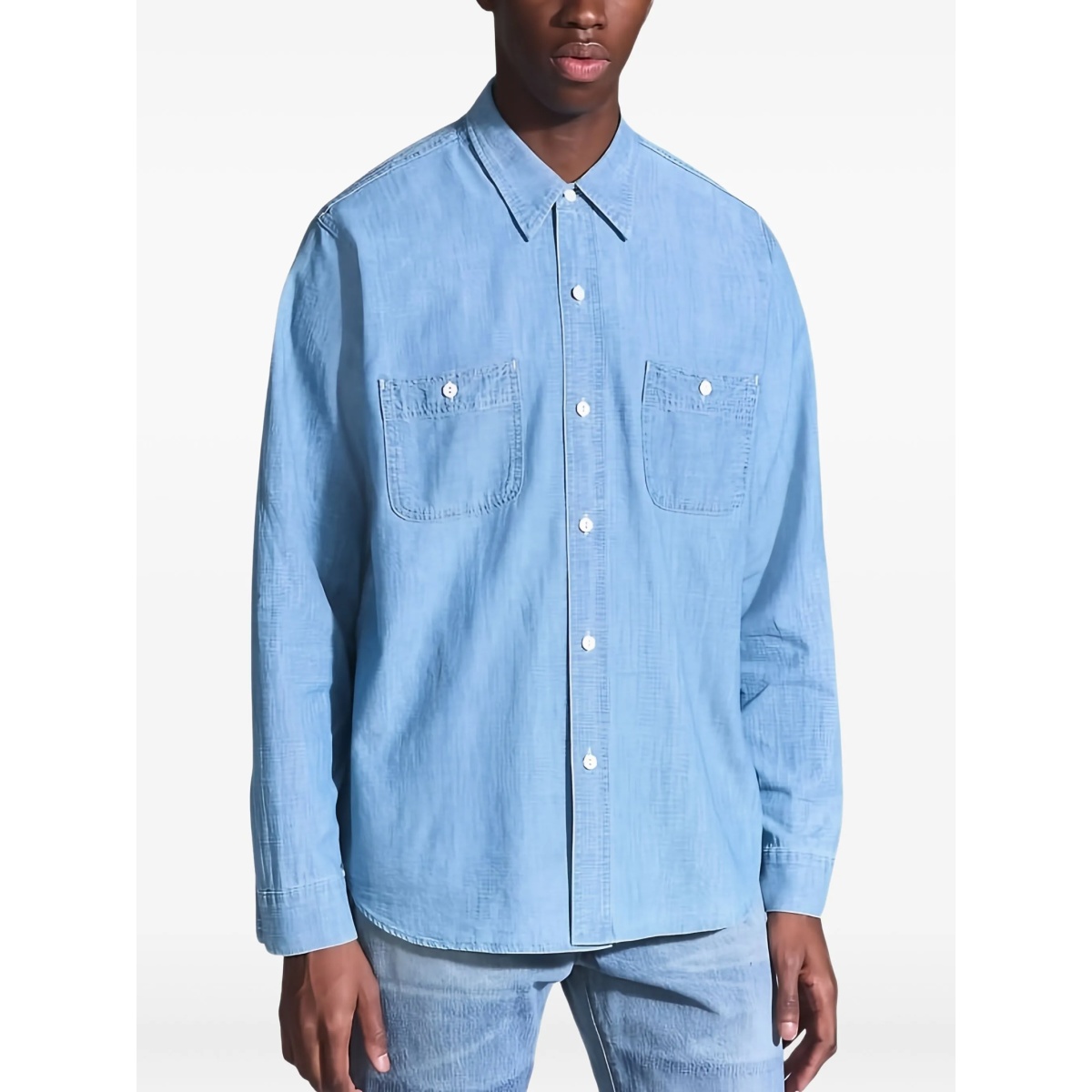 double-pocket denim shirt - Img 2