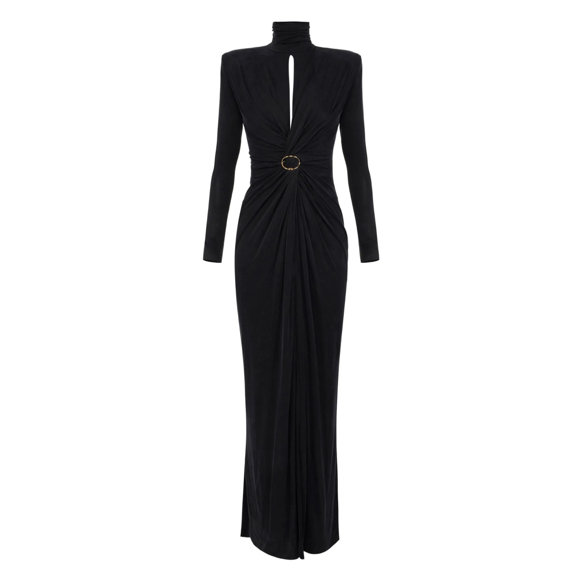 draped high-neck maxi dress