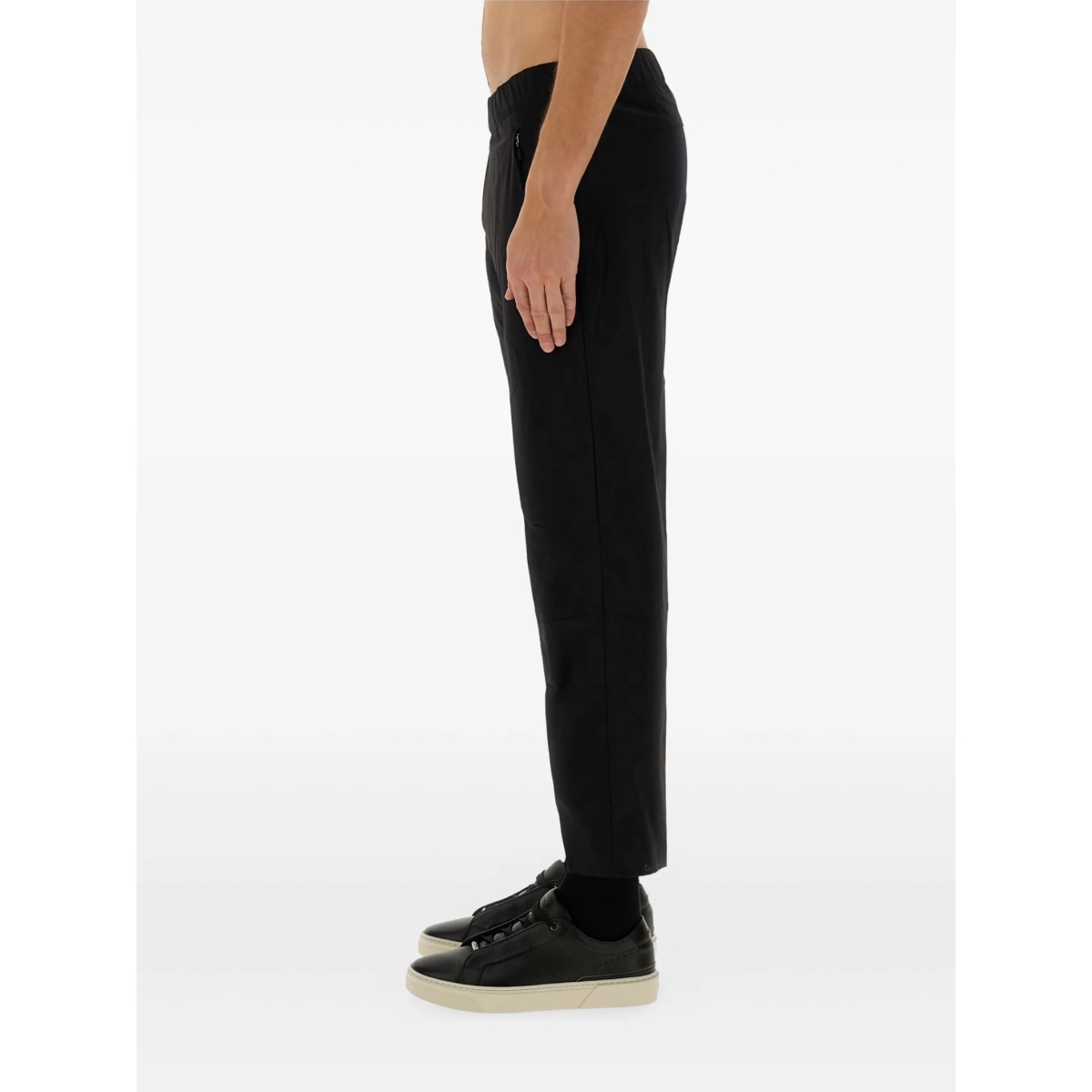 elastic-waistband straight-leg trousers - Img 3