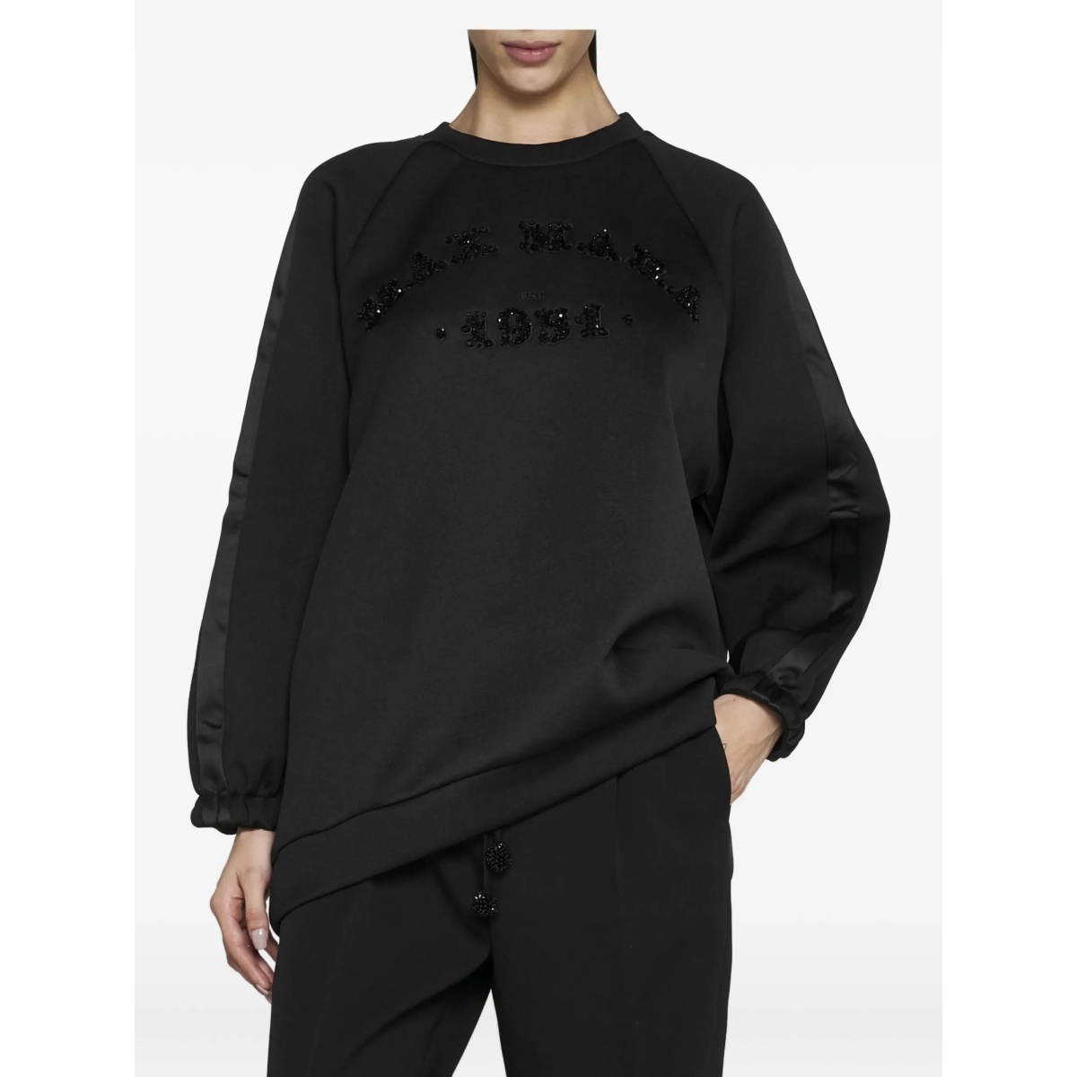embellished satin-panel sweatshirt - Img 3