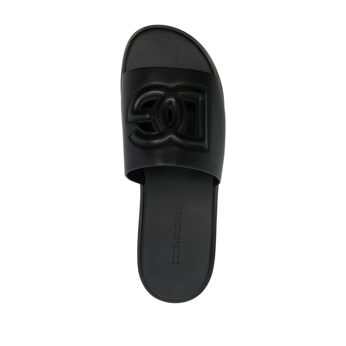 embossed-logo leather slides - Img 4