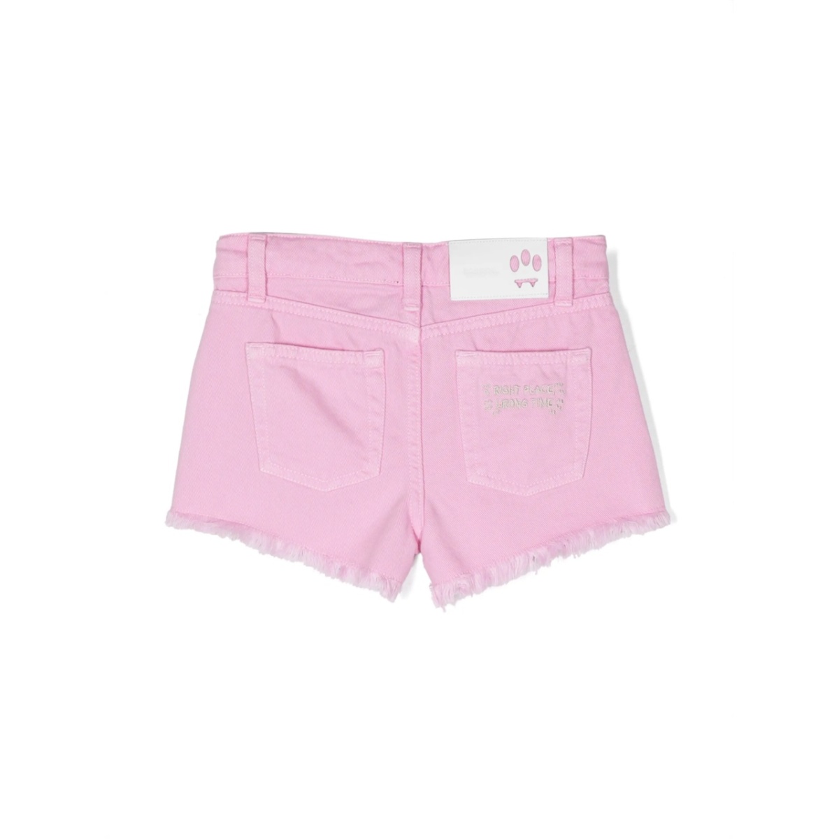 embroidered-logo frayed-hem shorts - Img 2