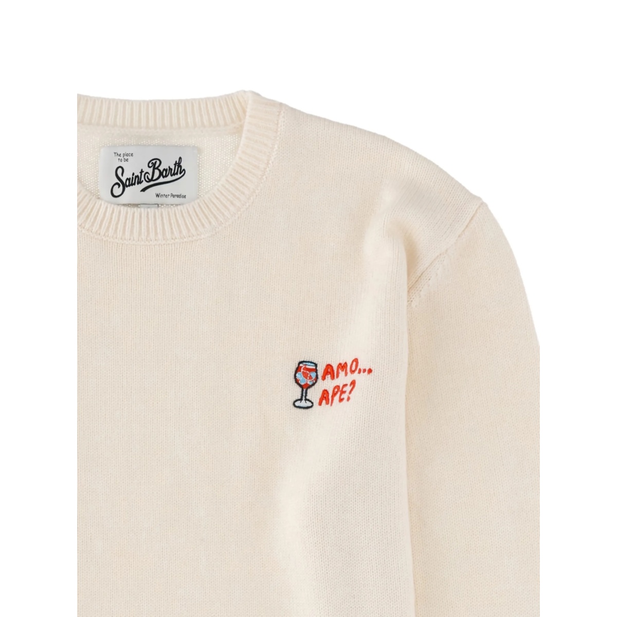 embroidery crew neck sweater - Img 2