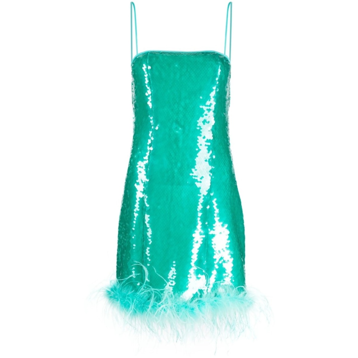 feather-trim sequinned minidress