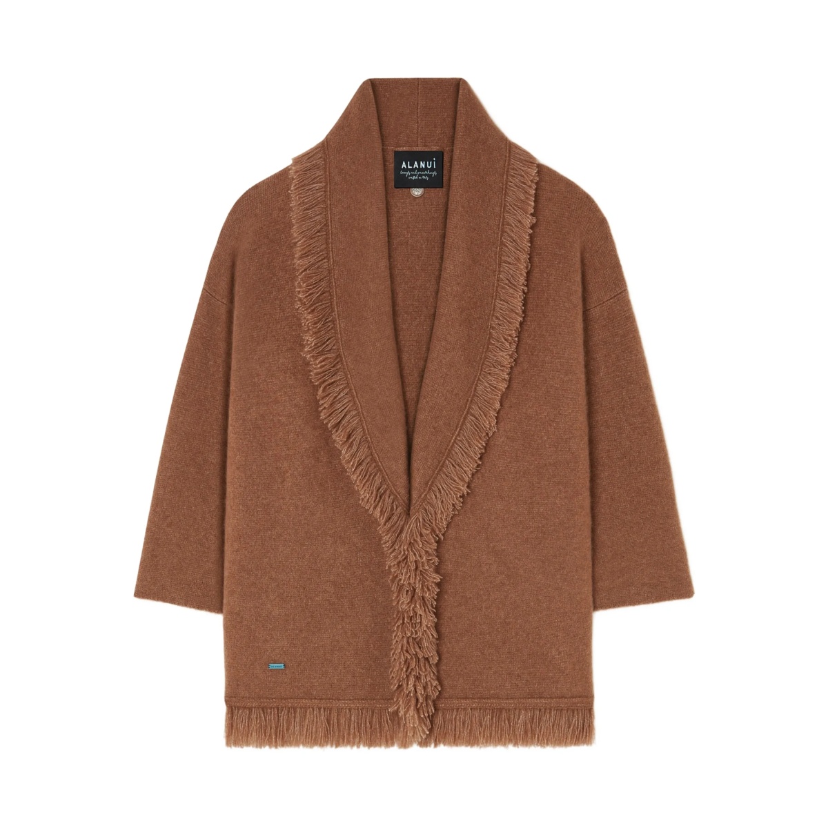 Finest fringed belted cardigan