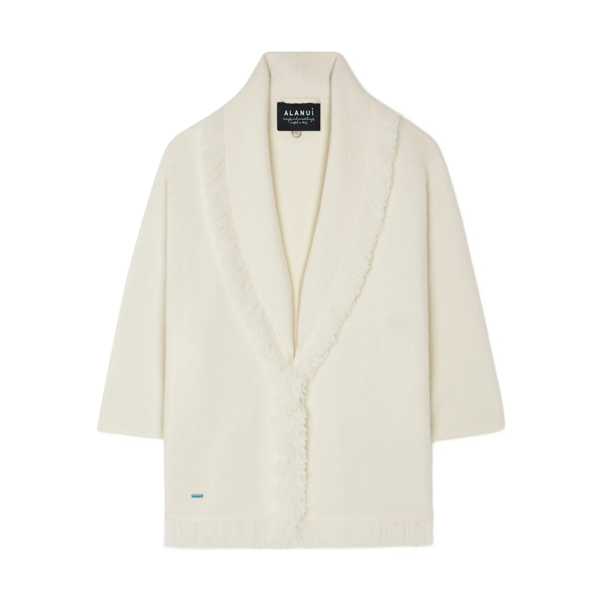 Finest fringed shawl-collar cardigan