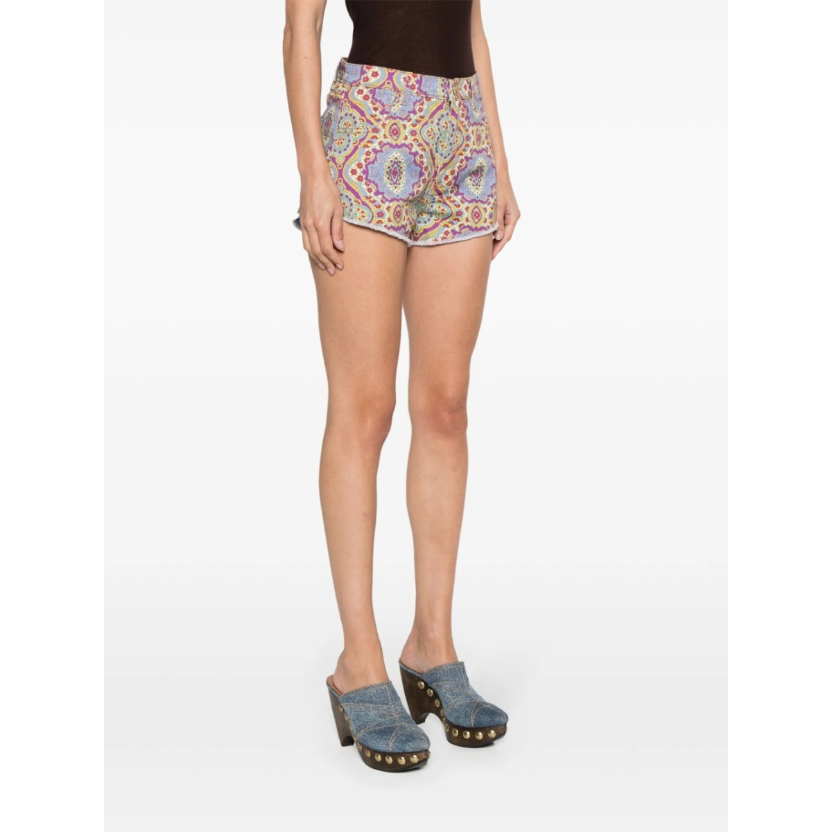floral-print denim shorts - Img 3