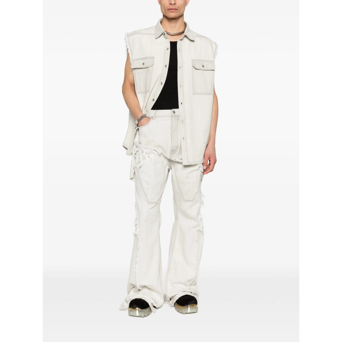 frayed pocket shirt jacket - Img 2