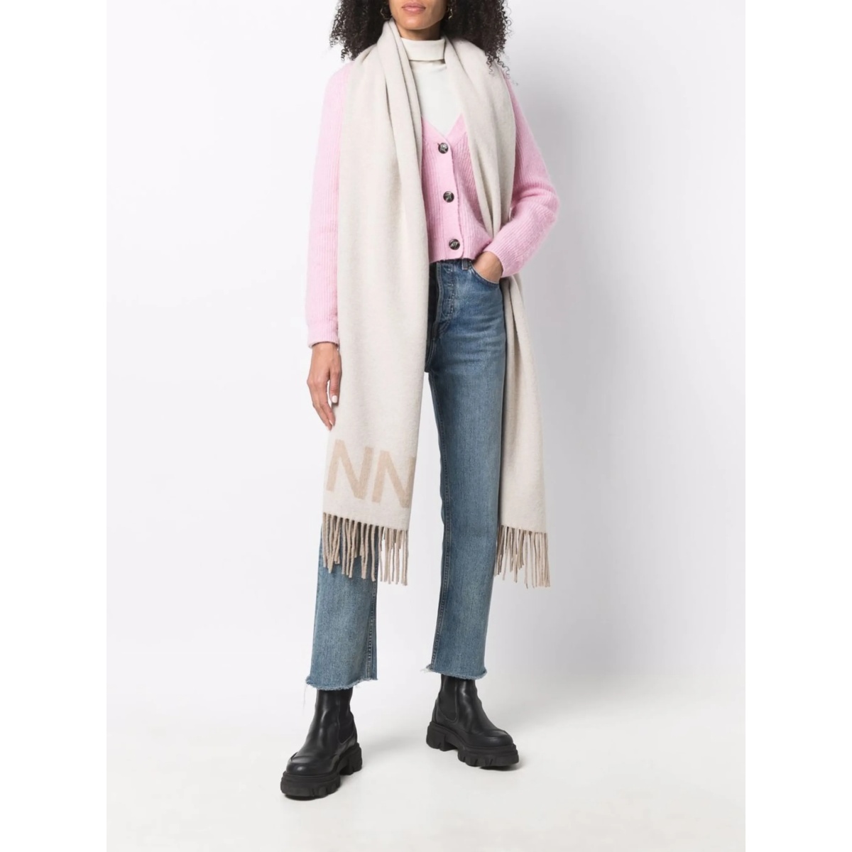 fringed knitted scarf - Img 2