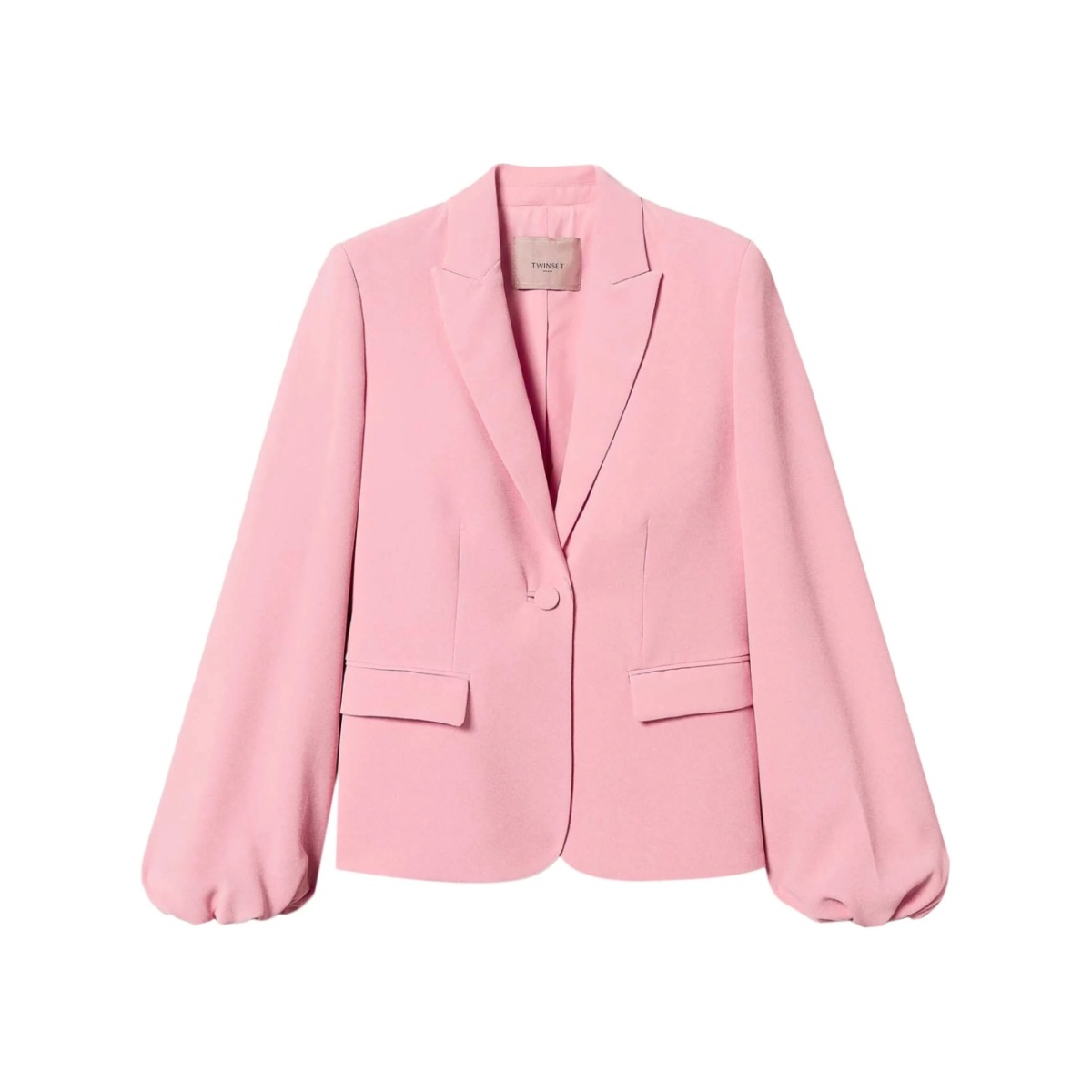 gathered-sleeves crepe blazer