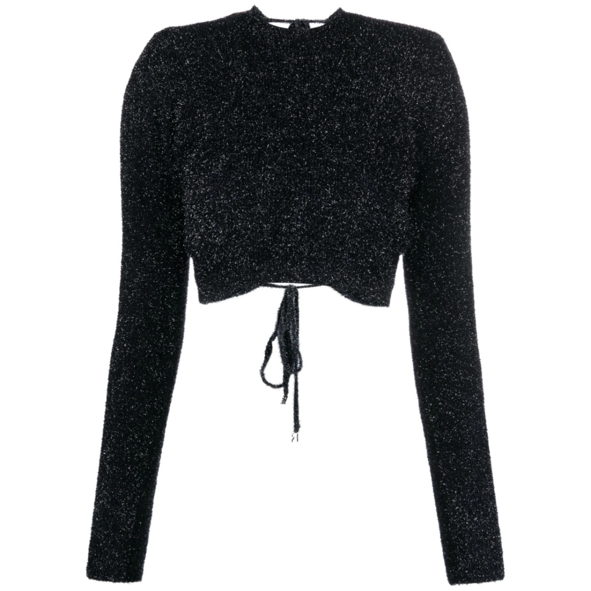glitter-knit open-back cropped top