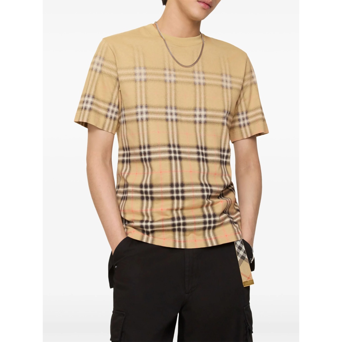 gradient check cotton T-shirt - Img 2