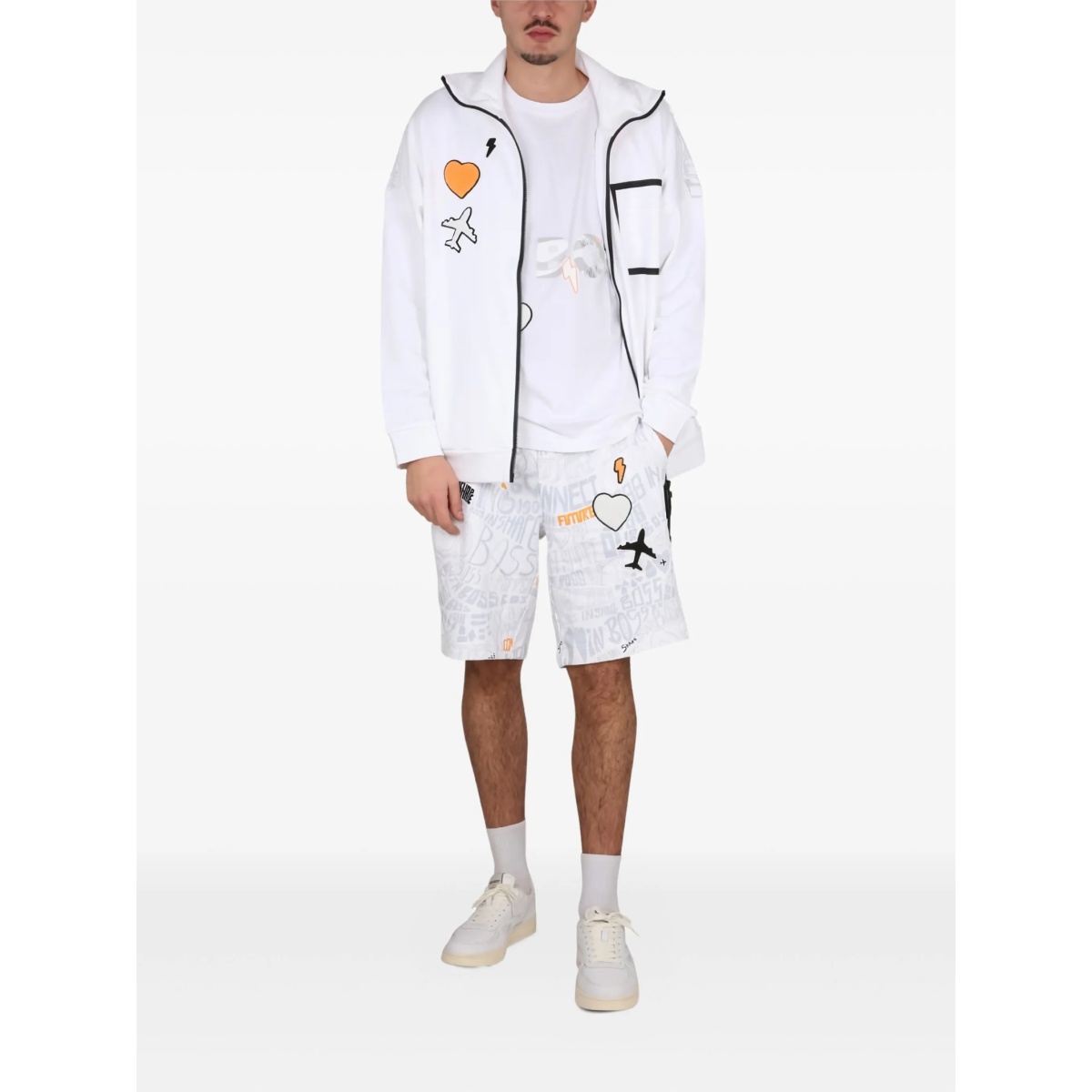 graphic-patch zip-up sweatshirt - Img 2