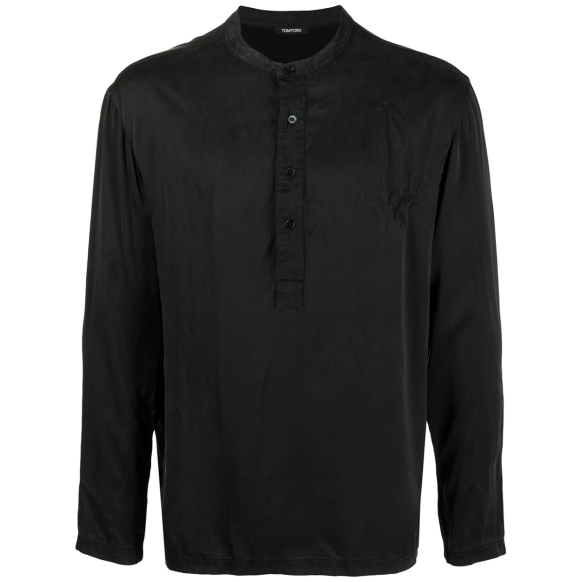 half-button silk-blend shirt