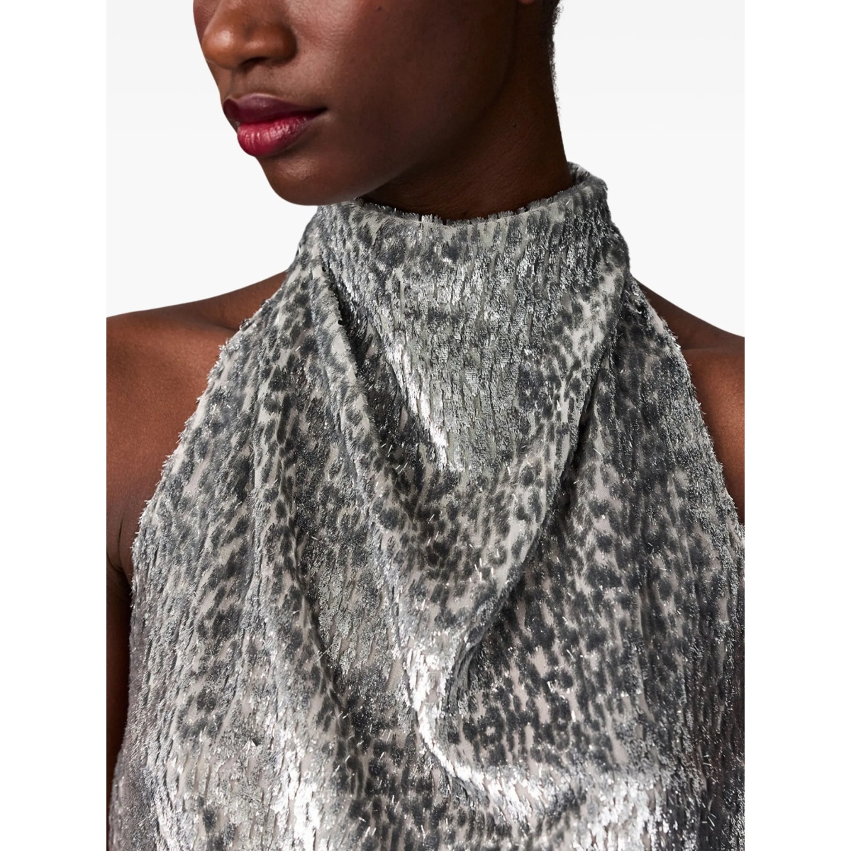 halterneck textured-velvet top - Img 4