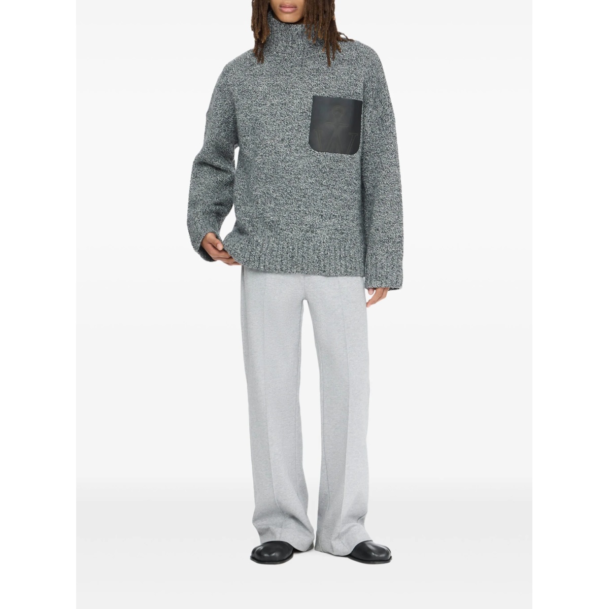 high-neck leather-pocket sweater - Img 2