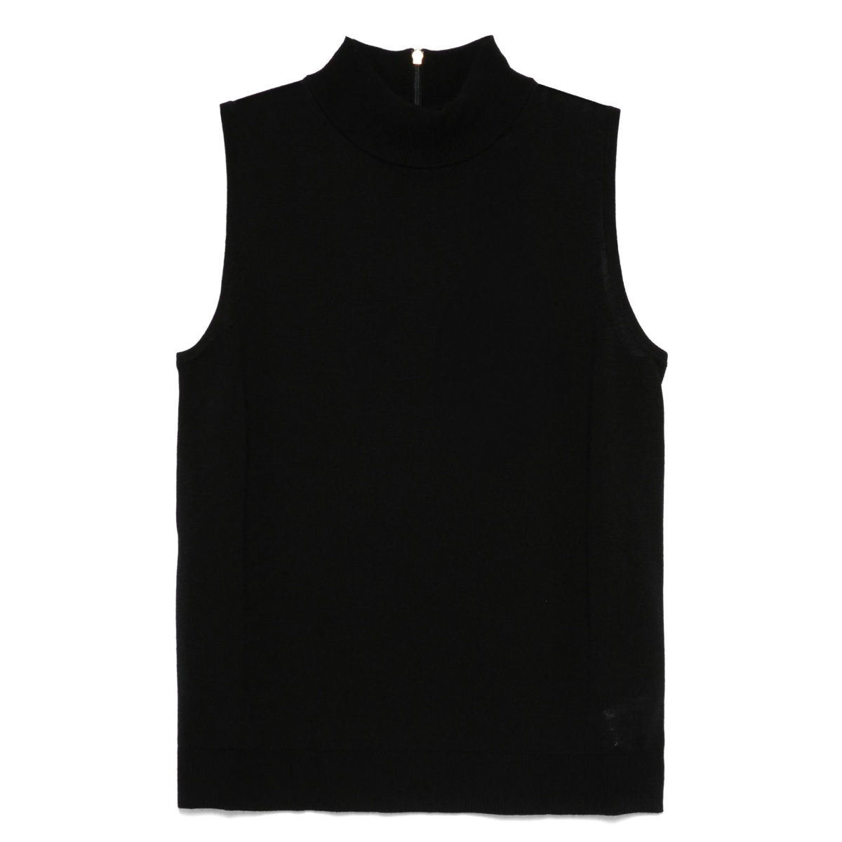 high-neck sleeveless top