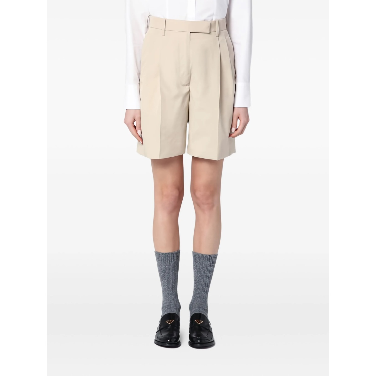high-waist pleated shorts